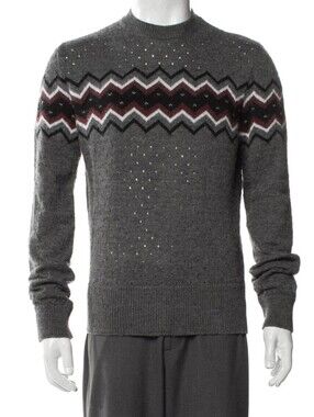 Dsquared2 Virgin Wool Printed Pullover Gray Small Fair Isle-style Nordic Knit